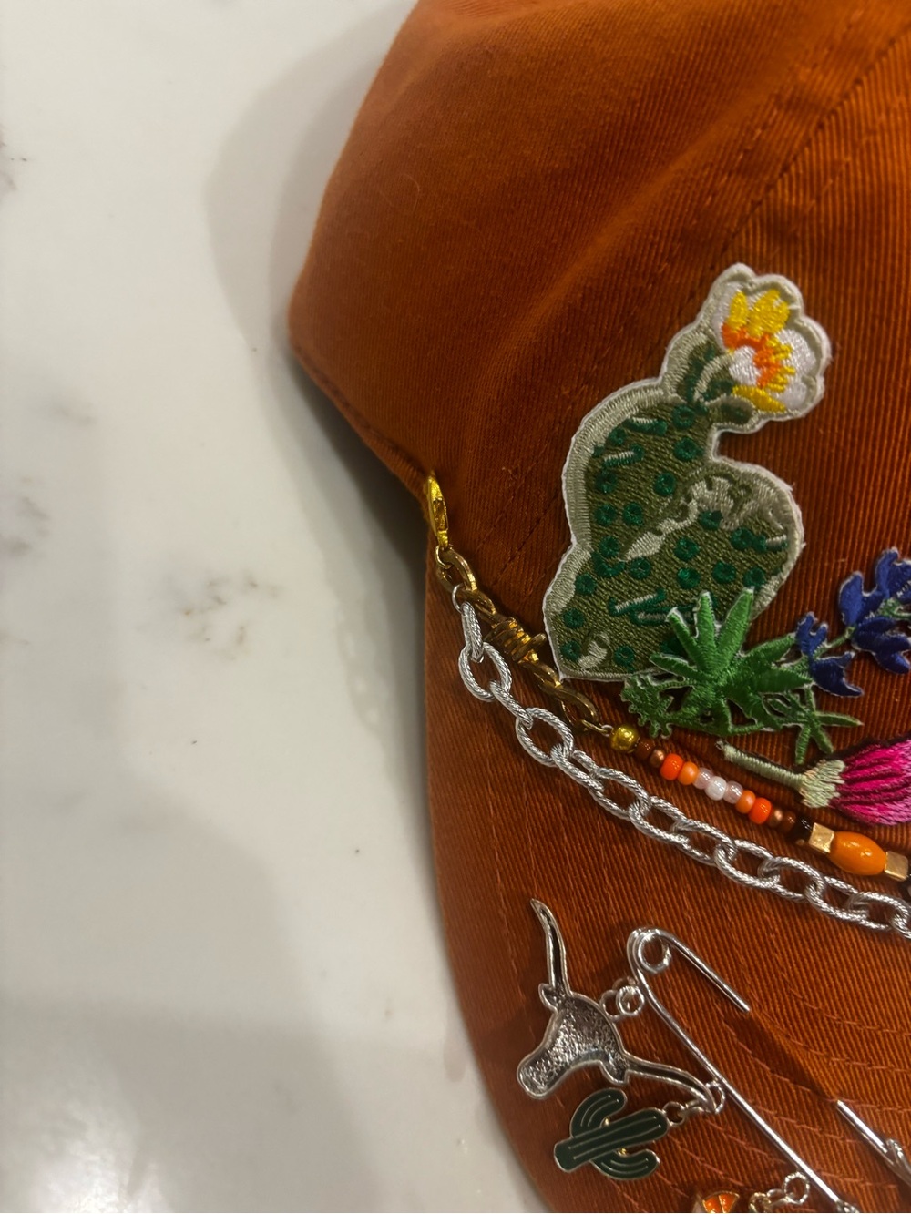Texas Longhorns Embroidered Burnt Orange Baseball Cap with Beaded Accents - Picture 5 of 12